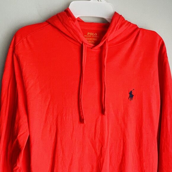 Polo Ralph Lauren Tops - Polo Ralph Lauren Coral Red Hoodie Shirt Size Small Pullover Lightweight Preppy